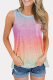 Casual Gradual Change Pocket Tie-dye O Neck Tops