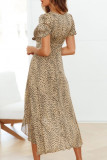 Fashion Casual Print Split Joint V Neck Irregular Dresses