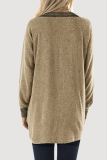 Casual Patchwork Pocket Zipper Turndown Collar Tops