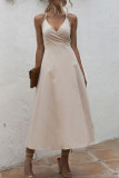 Fashion Casual Print Split Joint V Neck A Line Dresses