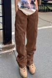 Street Solid Pocket Straight Solid Color Bottoms