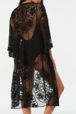 Fashion Vacation Solid Split Joint See-through Swimwears Cover Up