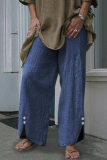 Casual Solid Patchwork Buttons Straight Wide Leg Solid Color Bottoms