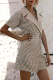 Fashion Street Plaid Split Joint Turndown Collar A Line Dresses