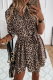 Fashion Leopard Patchwork Turndown Collar Shirt Dress Dresses