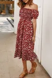 Fashion Street Print Split Joint Off the Shoulder A Line Dresses