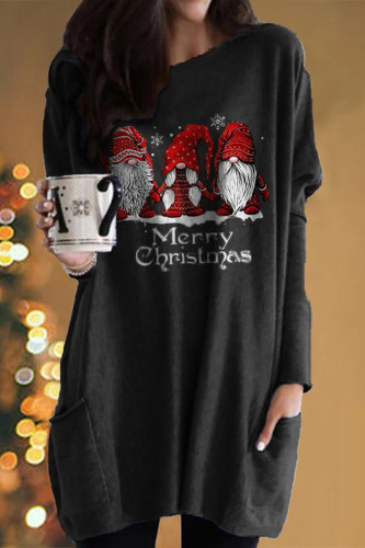 Casual Santa Claus Patchwork O Neck Long Sleeve Dresses