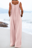 Casual Solid Patchwork Square Collar Loose Jumpsuits