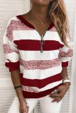 Fashion Casual Print Split Joint V Neck Tops