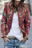 Elegant Print Printing Turndown Collar Outerwear