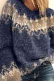 Fashion Print Patchwork O Neck Tops