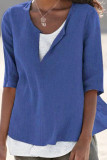 Fashion Simplicity Solid Patchwork V Neck Tops