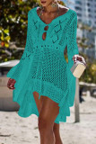 Fashion Vacation Solid Hollowed Out Swimwears Cover Up