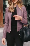 Street Elegant Solid Patchwork Zipper Mandarin Collar Outerwear