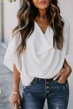 Casual Solid Patchwork V Neck Tops