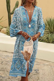 Fashion Vintage Print Patchwork V Neck Printed Dress Dresses