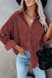 Casual Street Solid Buckle Turndown Collar Tops