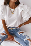 Fashion Street Solid Split Joint O Neck Tops