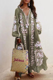 Casual Print Patchwork V Neck Printed Dresses(6 Colors)