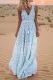 Fashion Bohemian Dot Patchwork V Neck A Line Dresses