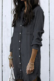 Casual Solid Tassel Turndown Collar Shirt Dress Dresses