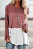 Casual Patchwork Basic Contrast O Neck Tops