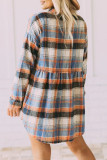 Casual Plaid Buckle Buttons Turndown Collar Tops