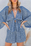 Fashion Elegant Striped Print Strap Design V Neck Loose Rompers