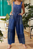 Fashion Street Print Split Joint Spaghetti Strap Loose Jumpsuits