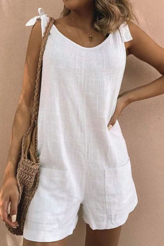 Fashion Sportswear Solid Frenulum O Neck Loose Rompers