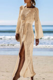 Fashion Vacation Solid Hollowed Out Swimwears Cover Up