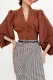 Fashion Street Solid Patchwork V Neck Tops