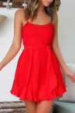 Fashion Street Solid Split Joint Spaghetti Strap A Line Dresses