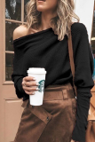 Street Solid Patchwork Off the Shoulder Tops