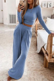 Fashion Elegant Solid Patchwork O Neck Long Sleeve Two Pieces