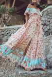 Fashion Street Print Split Joint Off the Shoulder Printed Dresses