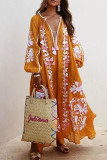 Casual Vacation Print V Neck Strapless Dress Dresses