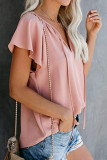 Fashion Casual Print Split Joint V Neck Tops