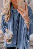 Fashion Solid Draw String Half A Turtleneck Tops