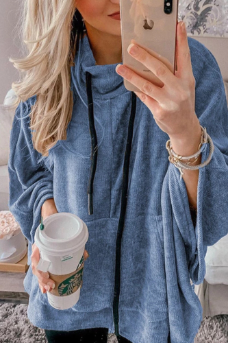 Fashion Solid Draw String Half A Turtleneck Tops