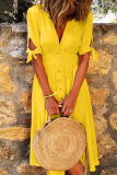 Casual Elegant Buckle Knotted V Neck Dresses