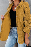 Casual Street Solid Buckle Turndown Collar Tops