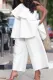 Casual Solid Patchwork Flounce Oblique Collar Sleeveless Two Pieces