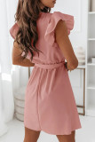 Fashion Street Solid Patchwork V Neck A Line Dresses