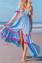 Fashion Street Solid Split Joint Square Collar Princess Dresses