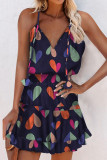 Fashion Street Print Split Joint V Neck A Line Dresses