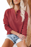 Casual Solid Buckle O Neck Tops(6 Colors)
