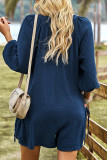 Casual Simplicity Solid Pocket Buckle O Neck Loose Rompers