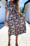 Fashion Elegant Floral Frenulum V Neck A Line Dresses