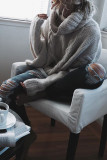Fashion Casual Solid Pullovers Scarf Collar Tops